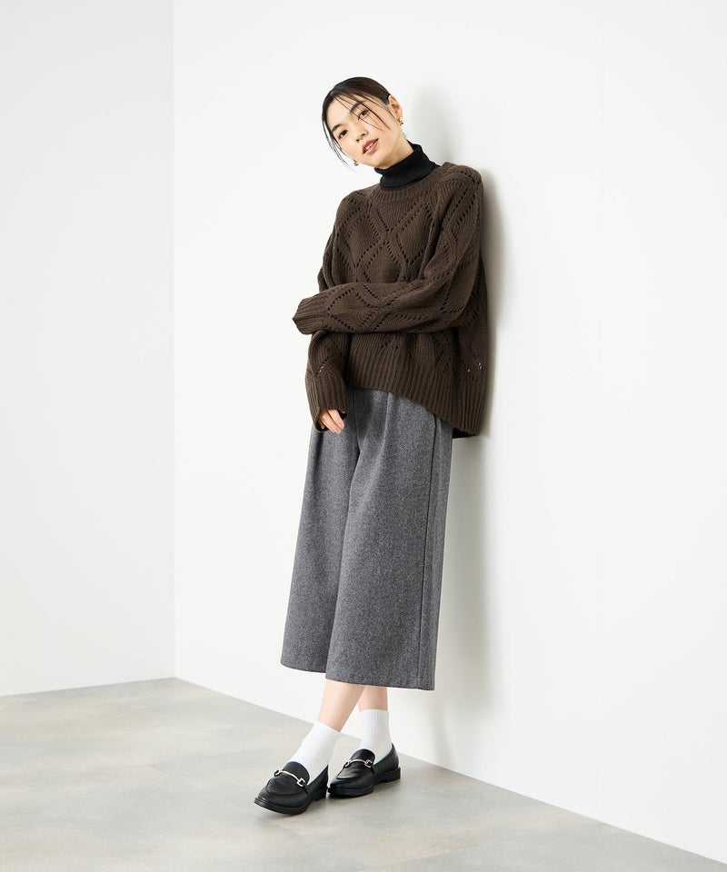 [期間限定knit]Idnes  ダイヤ柄透かし編みニットプルオーバー レディース商品画像-15