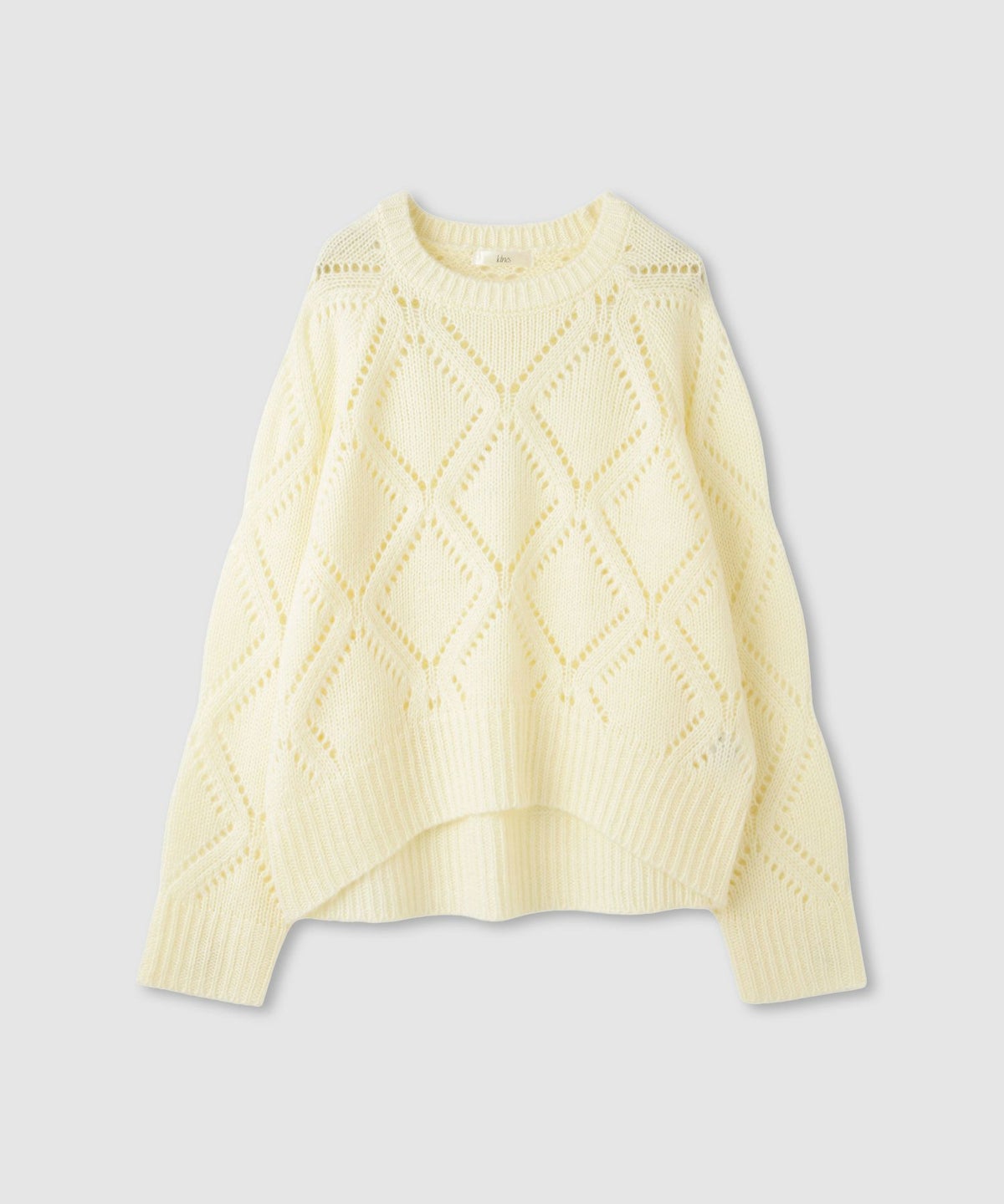 Idnes ダイヤ柄透かし編みニットプルオーバー レディース