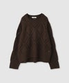 Idnes ダイヤ柄透かし編みニットプルオーバー レディース