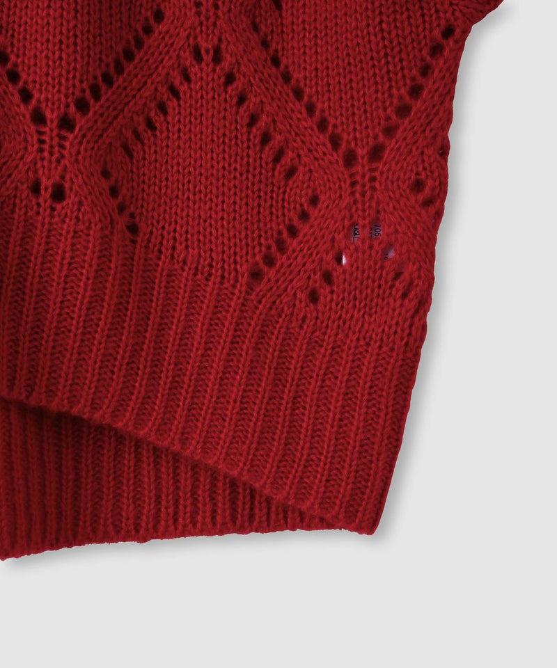 Idnes ダイヤ柄透かし編みニットプルオーバー レディース商品画像-23