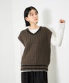 [期間限定knit]Idnes  ケーブルチルデンVネックベスト レディース商品サムネイル-3