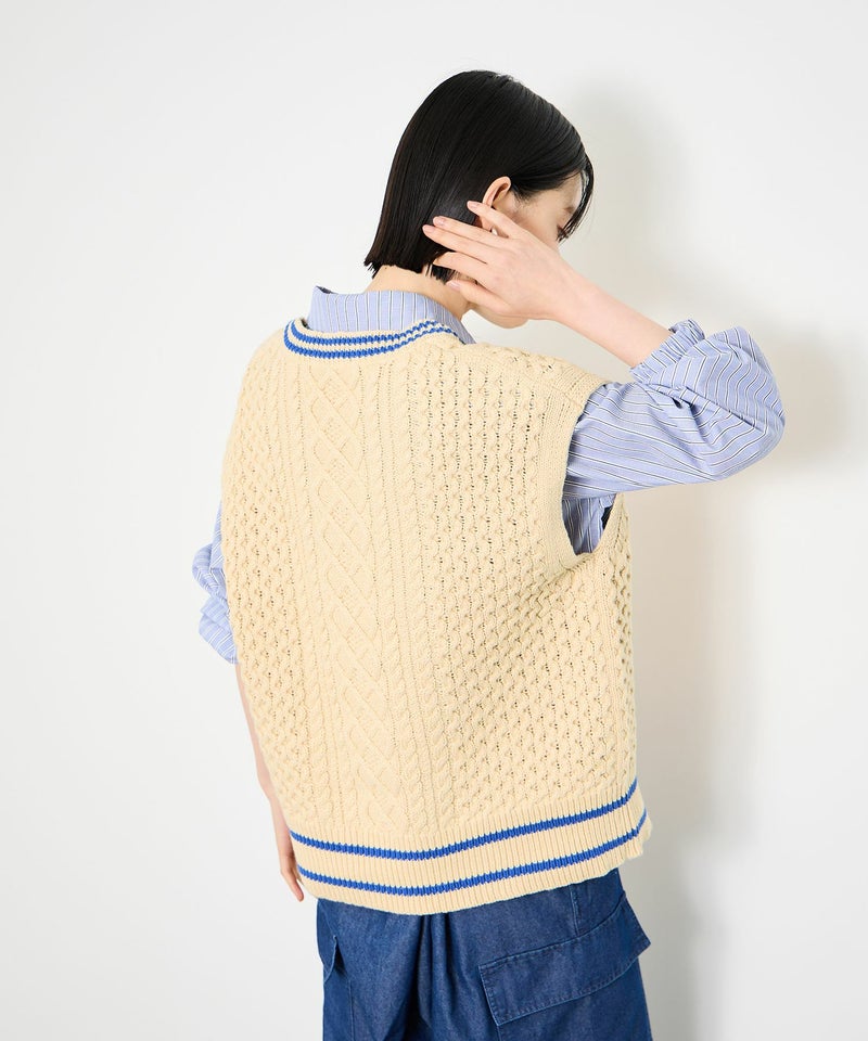 Idnes ケーブルチルデンVネックベスト レディース商品画像-6