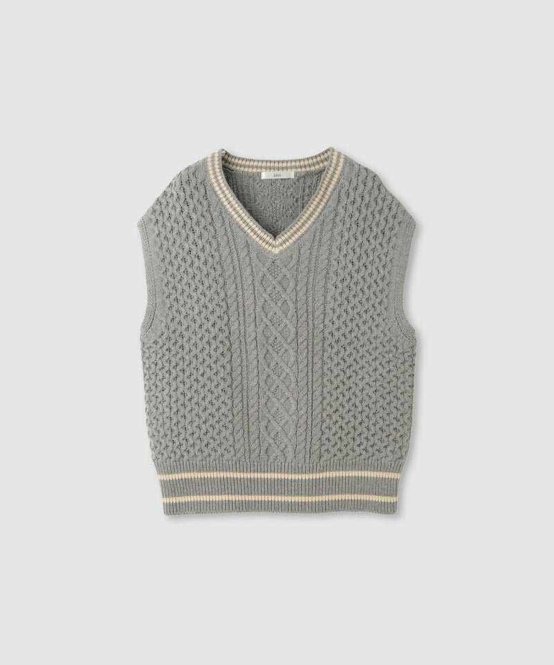 Idnes ケーブルチルデンVネックベスト レディース商品画像-16