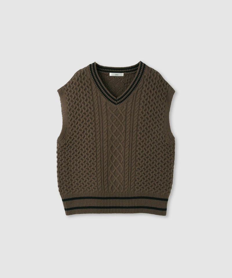 Idnes ケーブルチルデンVネックベスト レディース商品画像-17