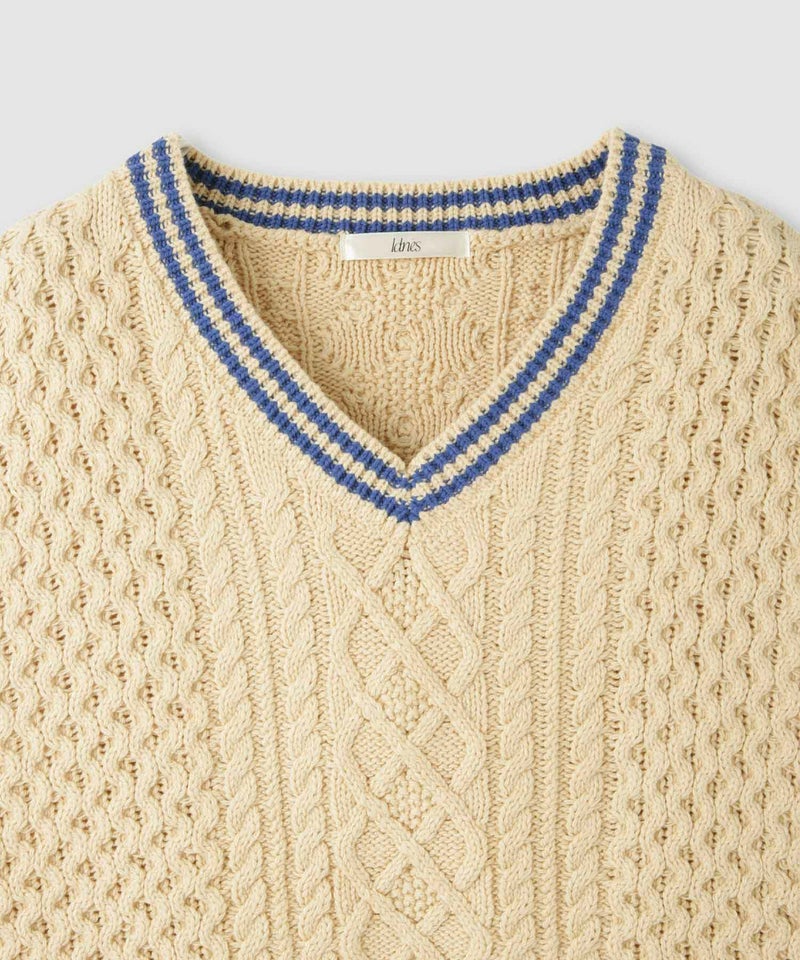 [期間限定knit]Idnes  ケーブルチルデンVネックベスト レディース商品画像-19