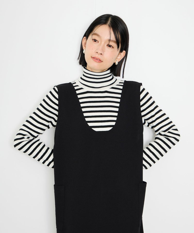 Idnes ボーダーリブタートルネックニット レディース商品画像-2