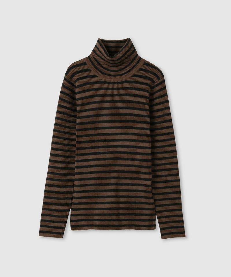 [期間限定knit]Idnes  ボーダーリブタートルネックニット レディース商品画像-3
