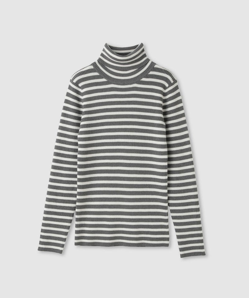 [期間限定knit]Idnes  ボーダーリブタートルネックニット レディース商品画像-20