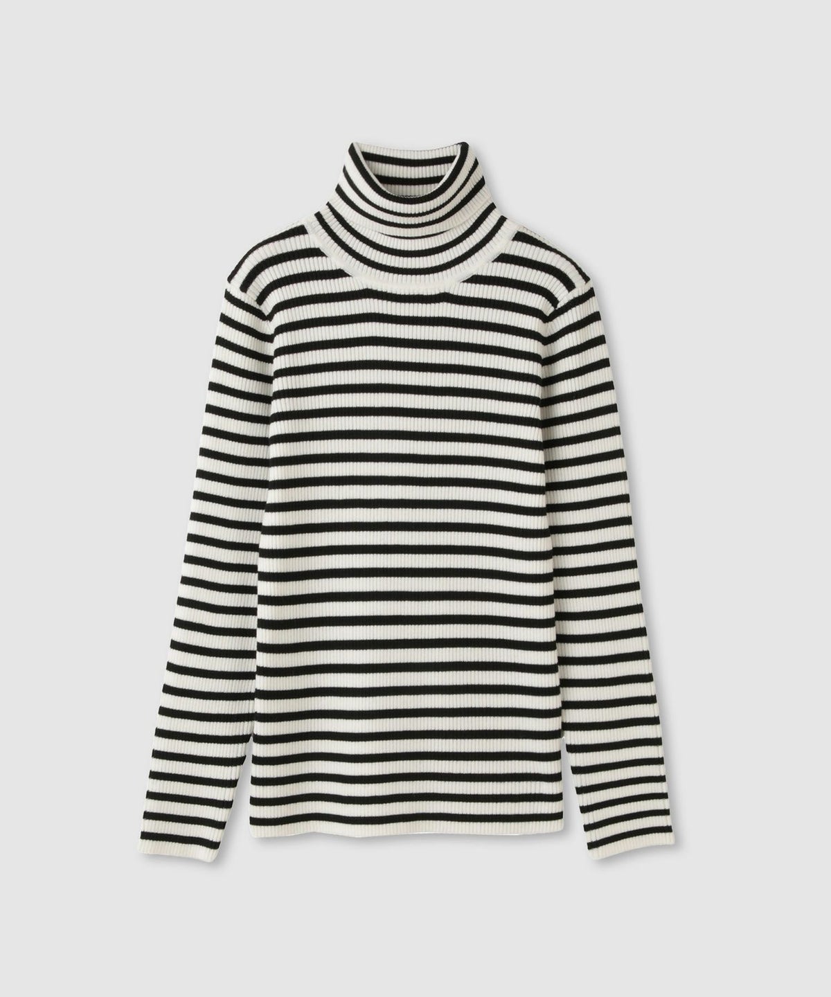 Idnes ボーダーリブタートルネックニット レディース