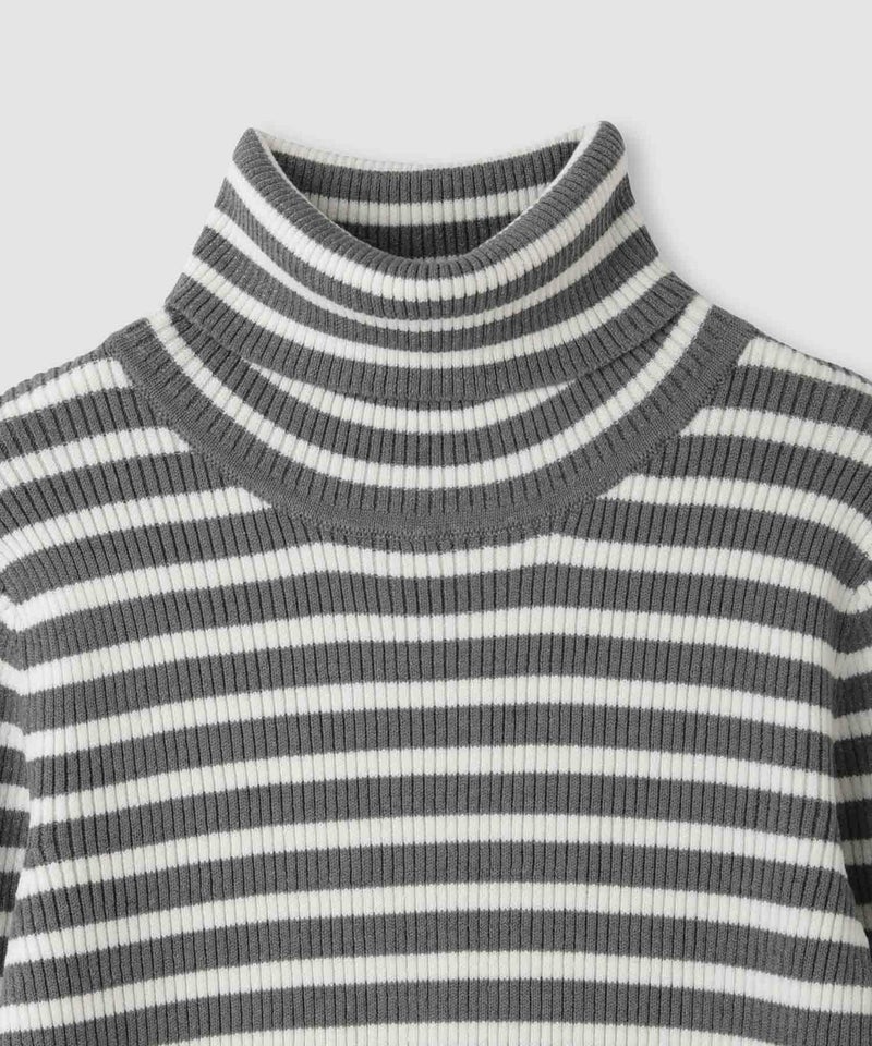[期間限定knit]Idnes  ボーダーリブタートルネックニット レディース商品画像-24