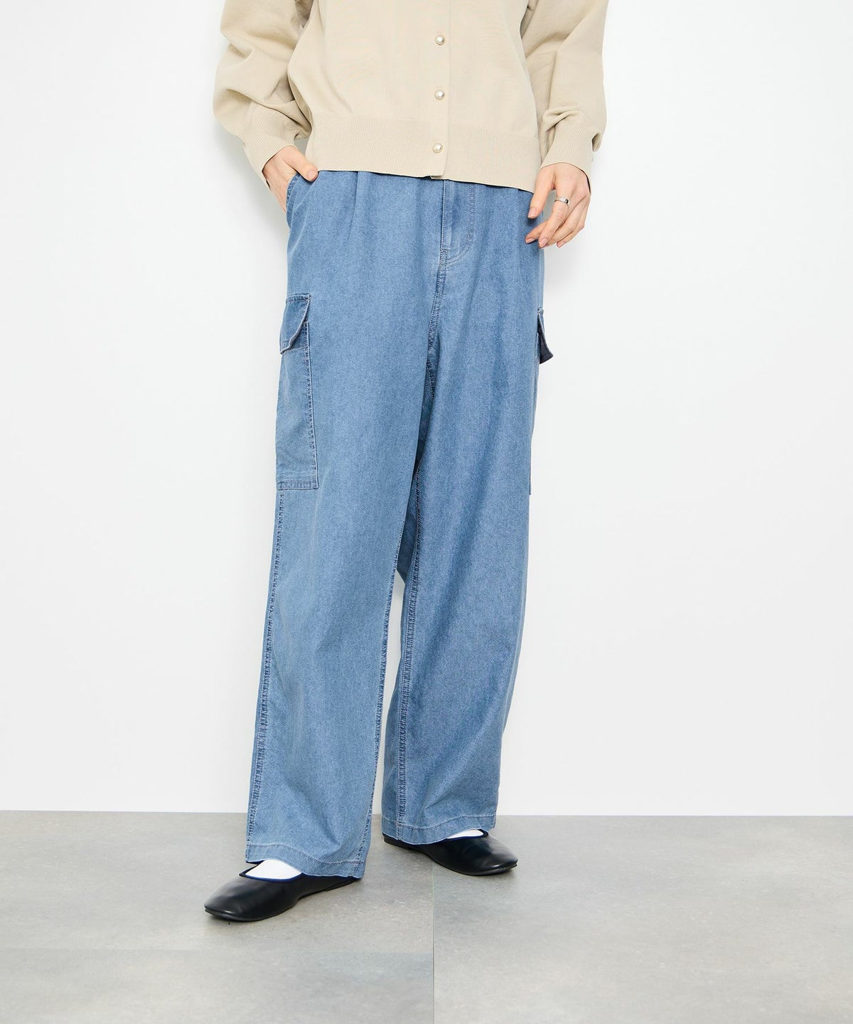 Idnes デニムカーゴパンツ レディース