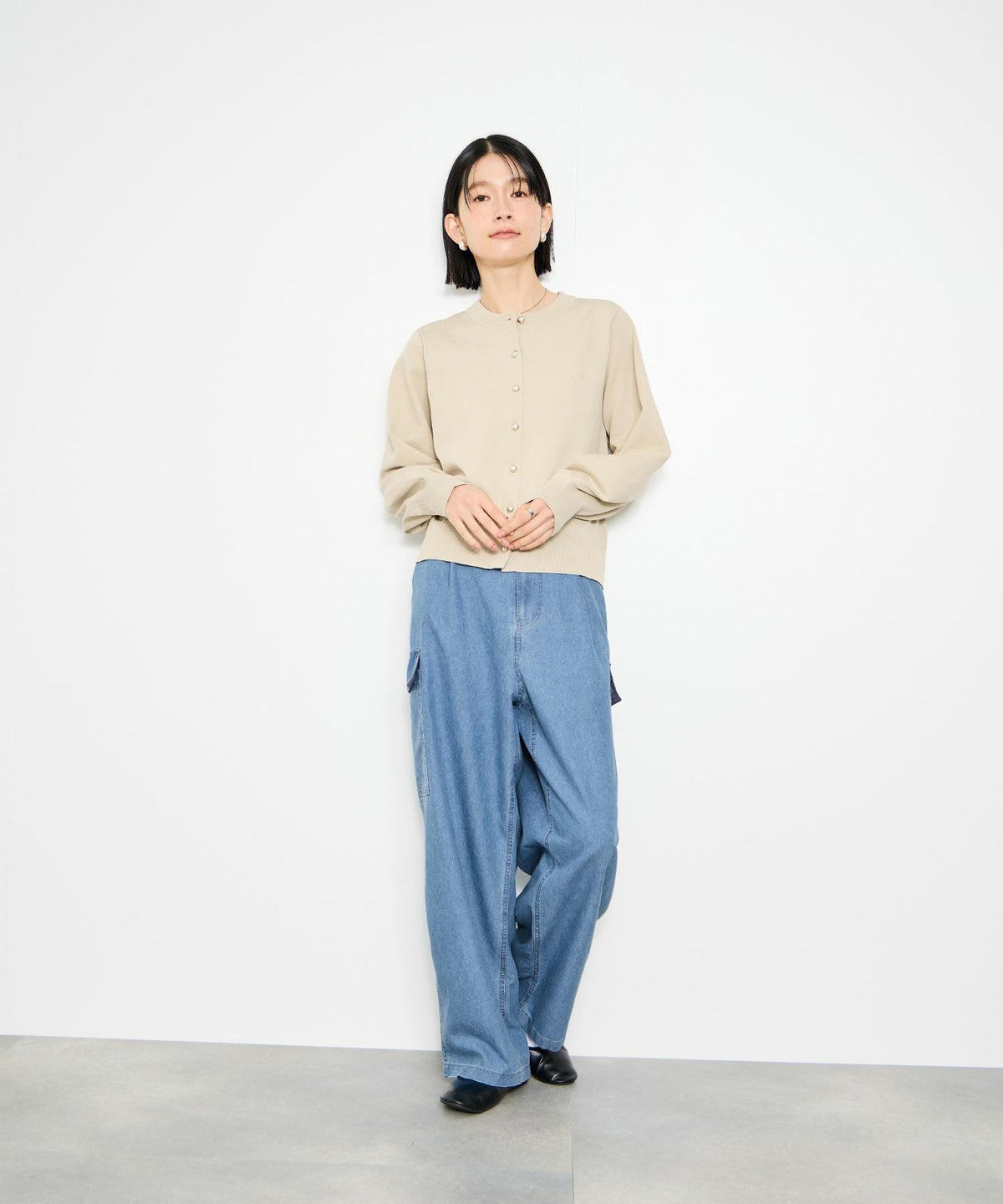 Idnes デニムカーゴパンツ レディース