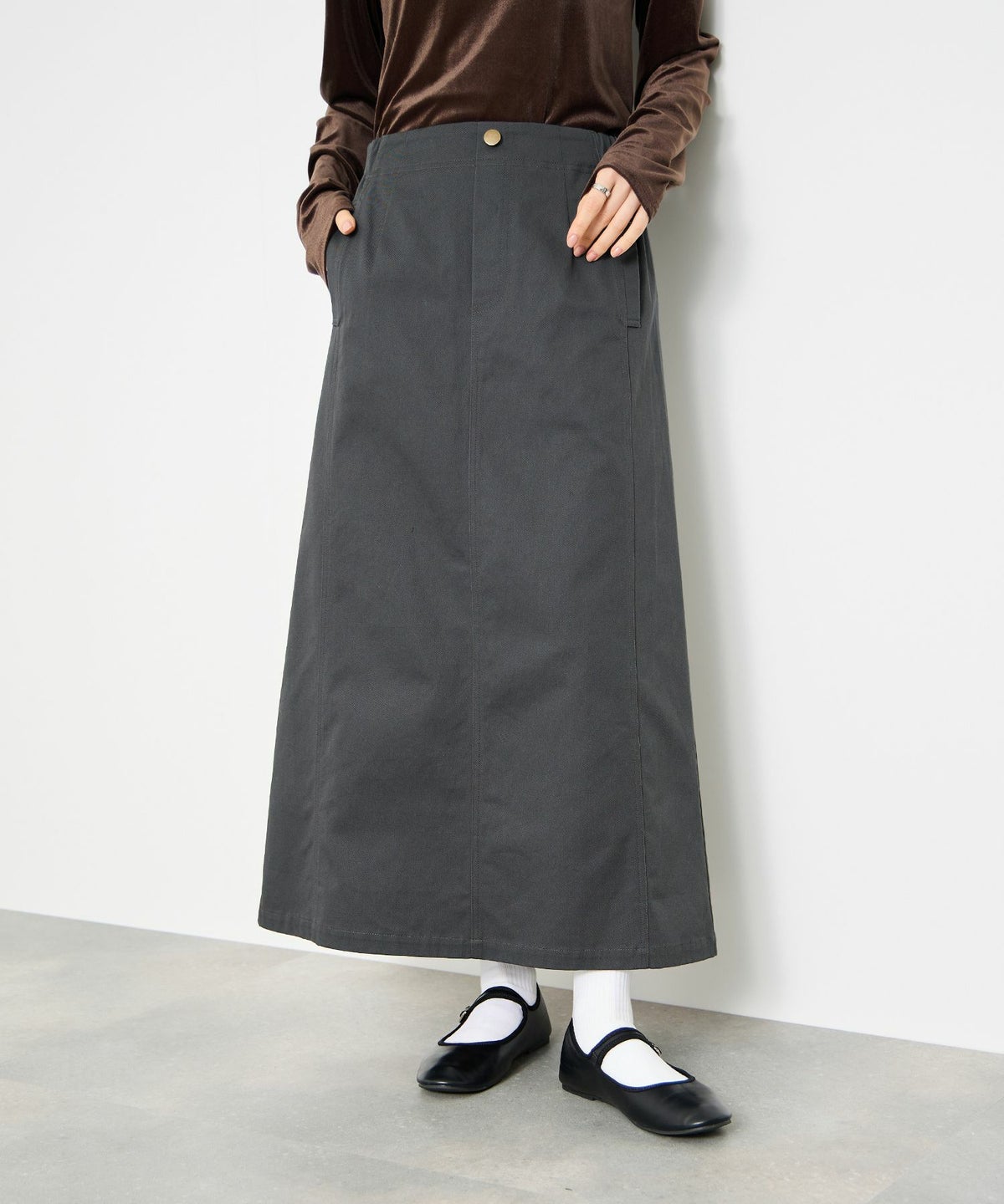 Idnes ライトワークAラインロングスカート レディース