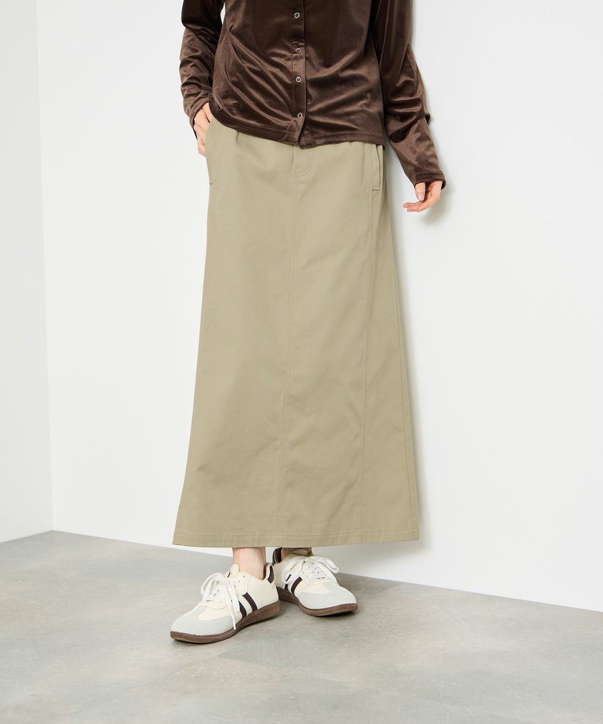 Idnes ライトワークAラインロングスカート レディース