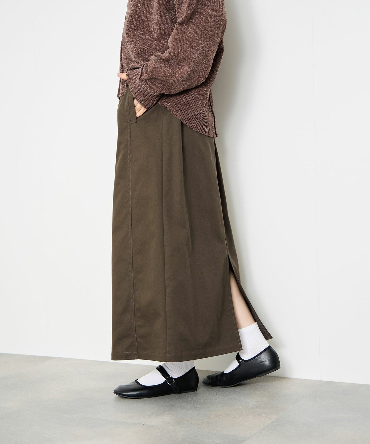 Idnes ライトワークAラインロングスカート レディース