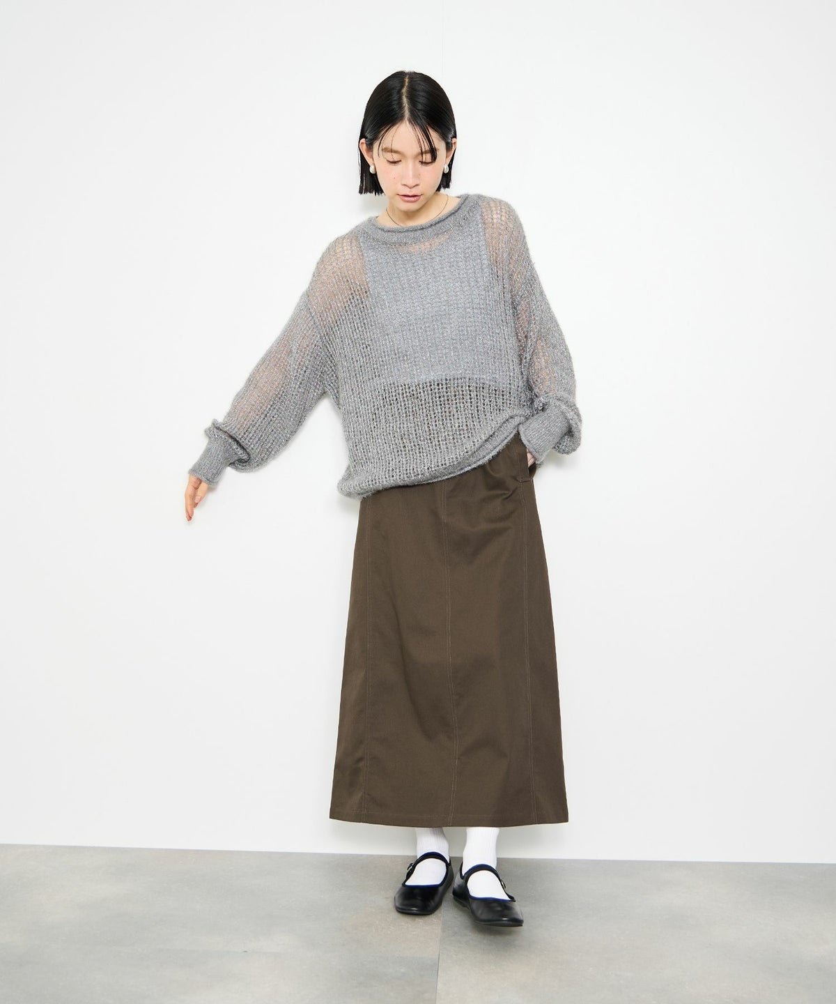 Idnes ライトワークAラインロングスカート レディース