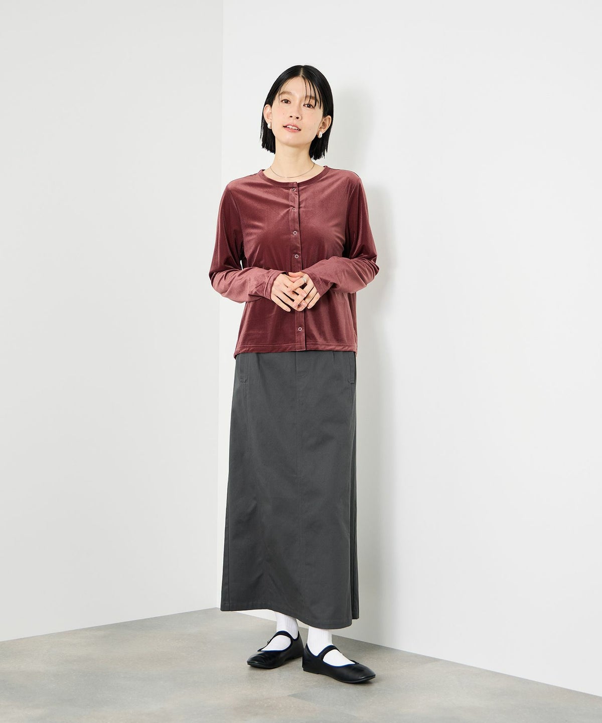 Idnes ライトワークAラインロングスカート レディース