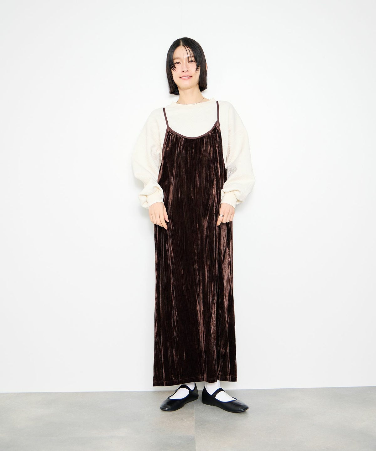 Idnes ベロアキャミワンピース レディース