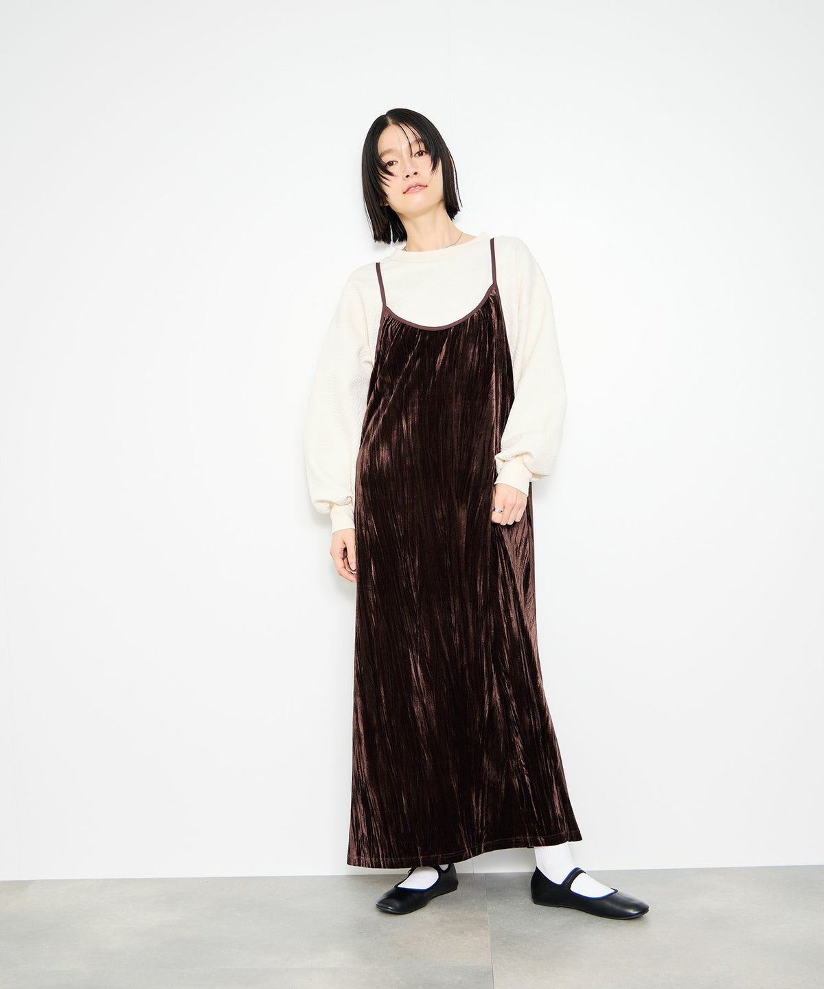 Idnes ベロアキャミワンピース レディース