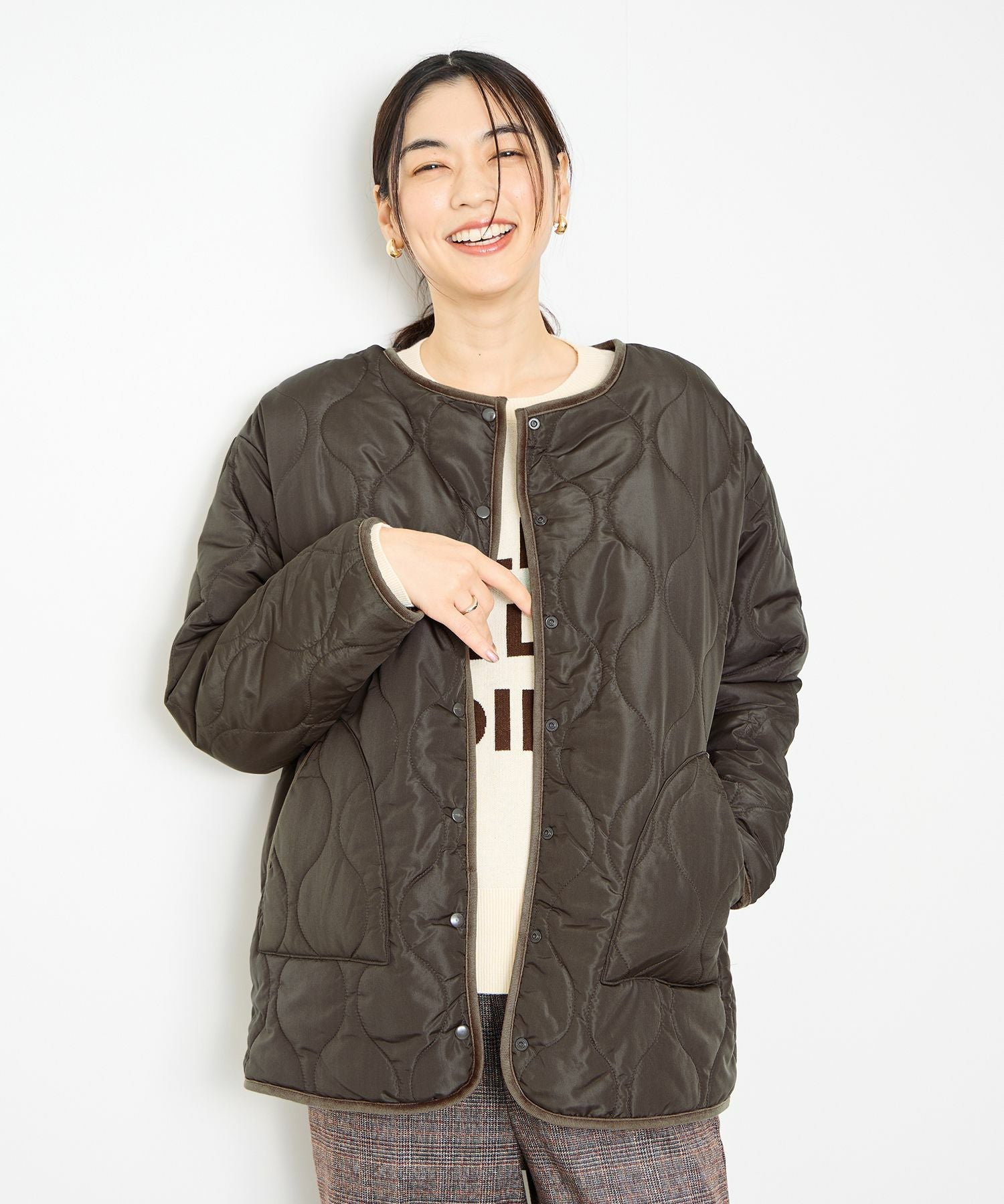 Sale リバーシブルキルト　Sサイズ Idnes リバーシブルキルトジャケット レディース