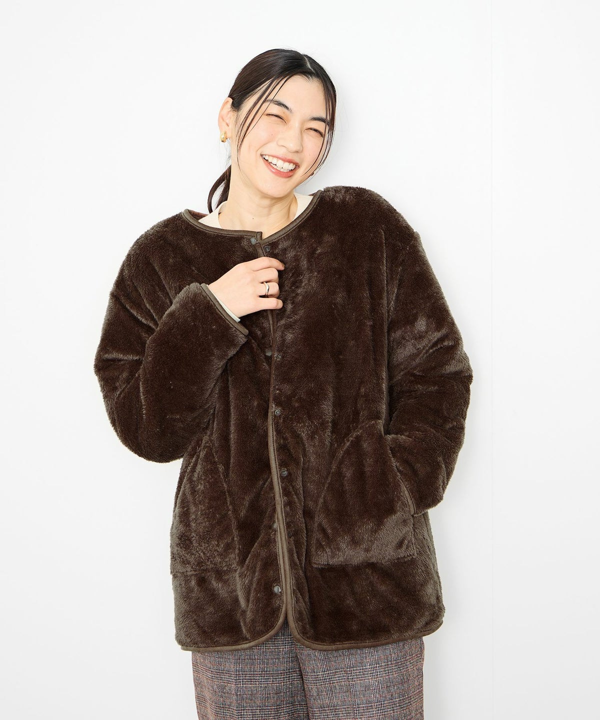 Idnes リバーシブルキルトジャケット レディース