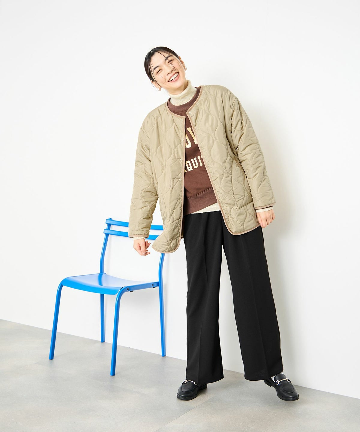 Idnes リバーシブルキルトジャケット レディース