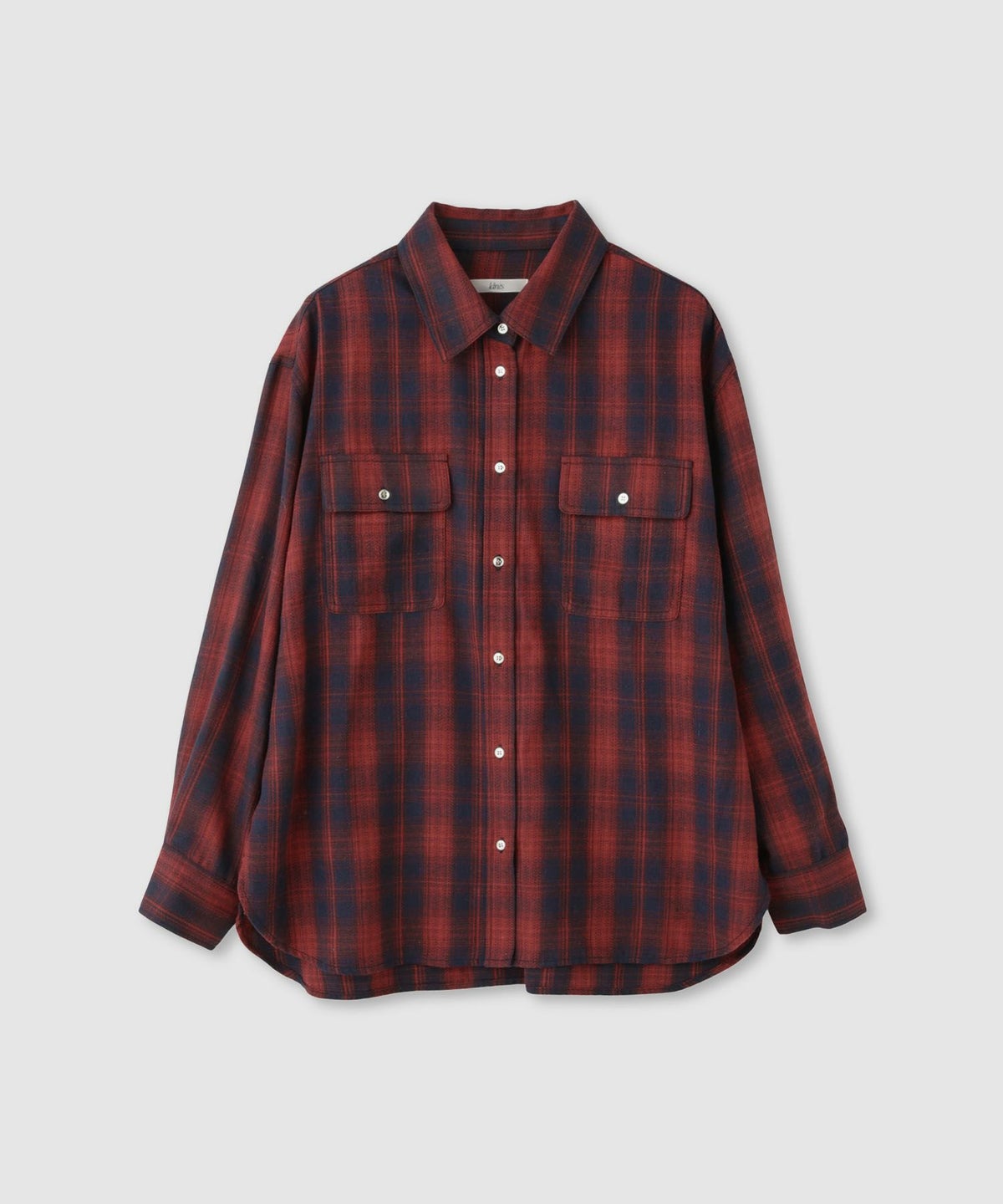 Idnes チェックネルレギュラーカラーシャツ レディース