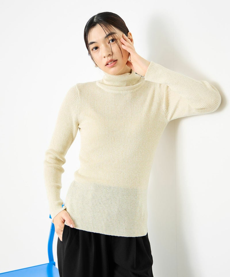 [期間限定knit]Idnes  ラメリブニット タートルネック レディース商品画像-2
