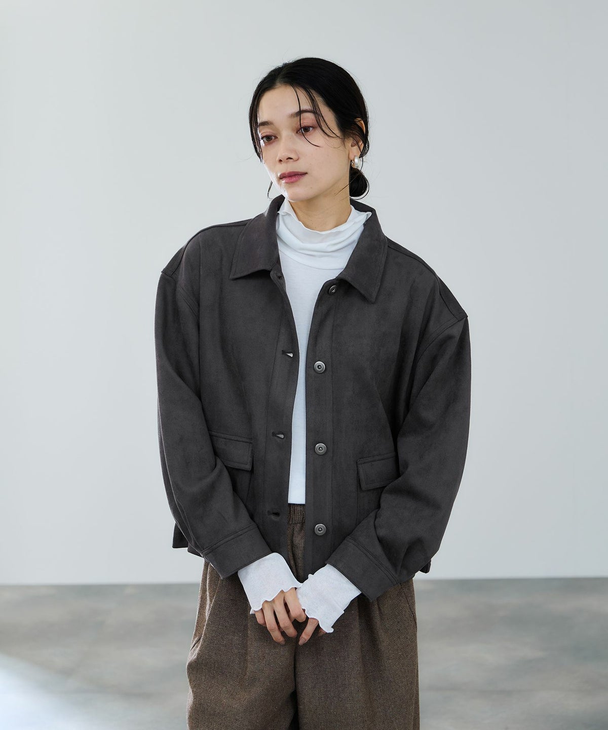 milli de l'air スエードライクボクシーブルゾン レディース