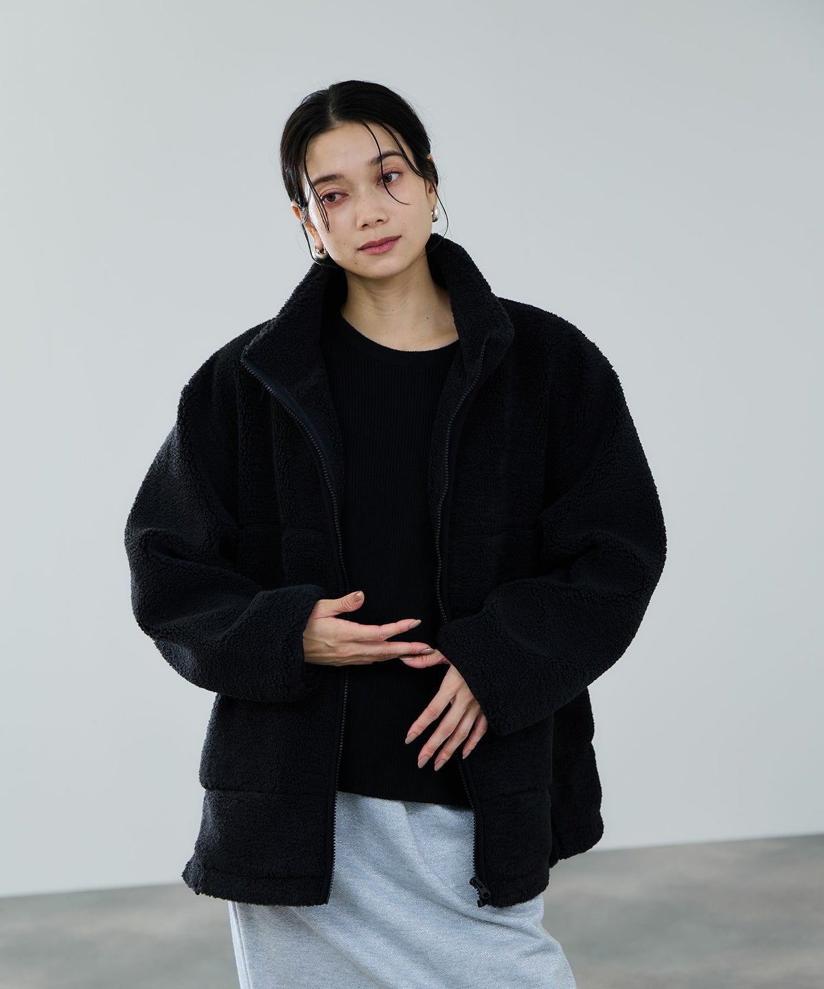 milli de l'air テディボアコクーンブルゾン レディース