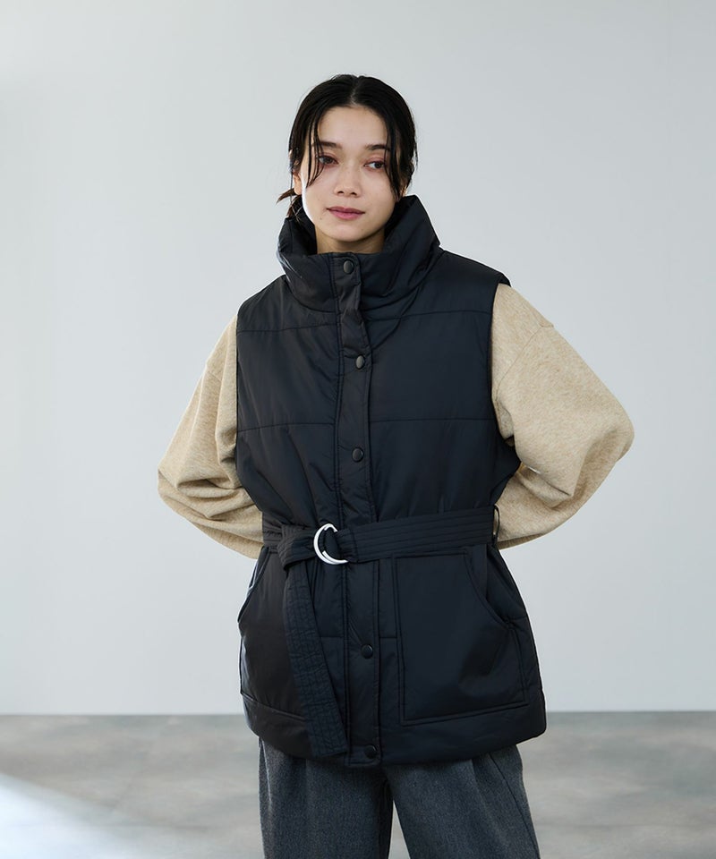 milli de l'air 中綿ベルテッドハイネックベスト レディース商品画像-3