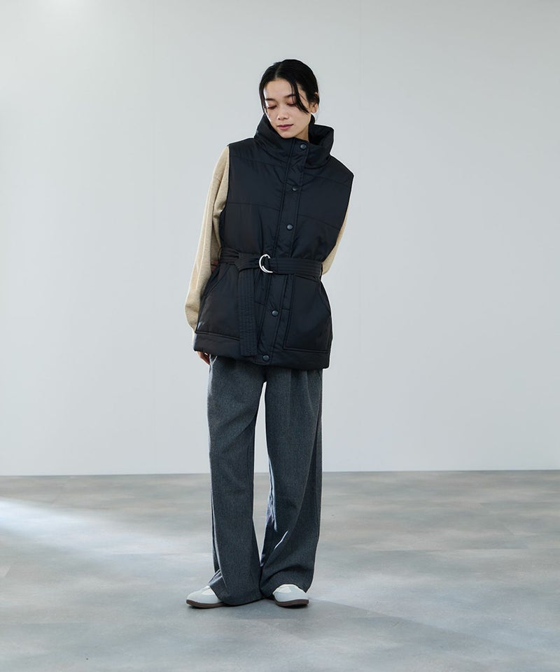 milli de l'air 中綿ベルテッドハイネックベスト レディース商品画像-8