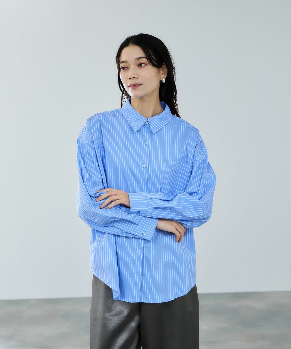 milli de l'air オーセンティックストライプシャツ レディース