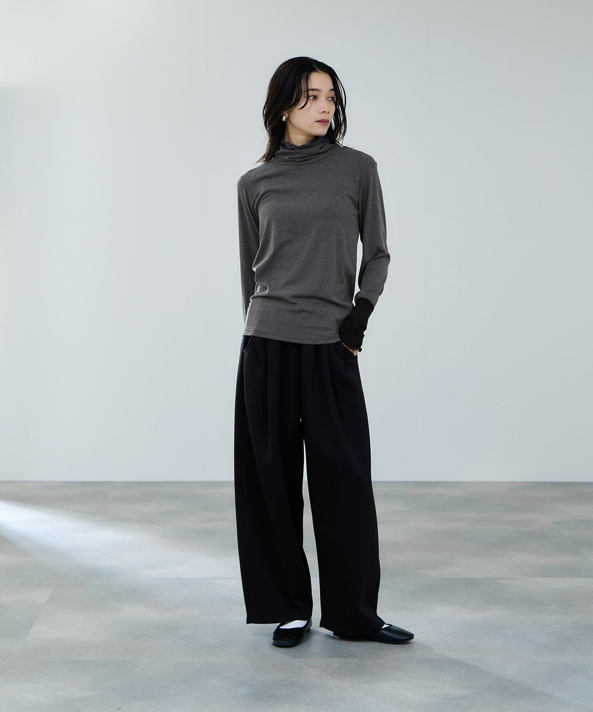 milli de l'air セミシアーカフハイネックカットソー レディース メール便 対応商品