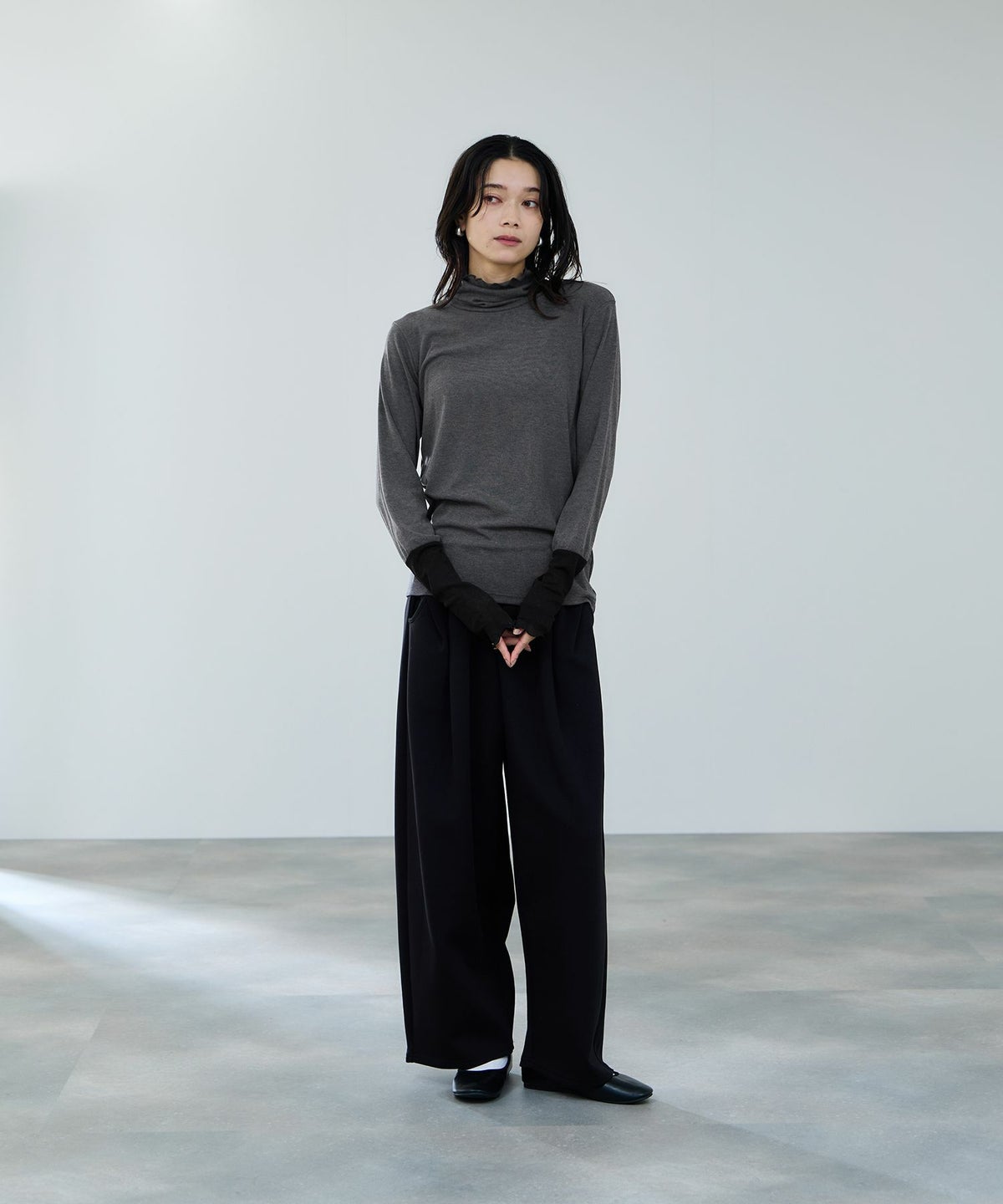 milli de l'air セミシアーカフハイネックカットソー レディース メール便 対応商品