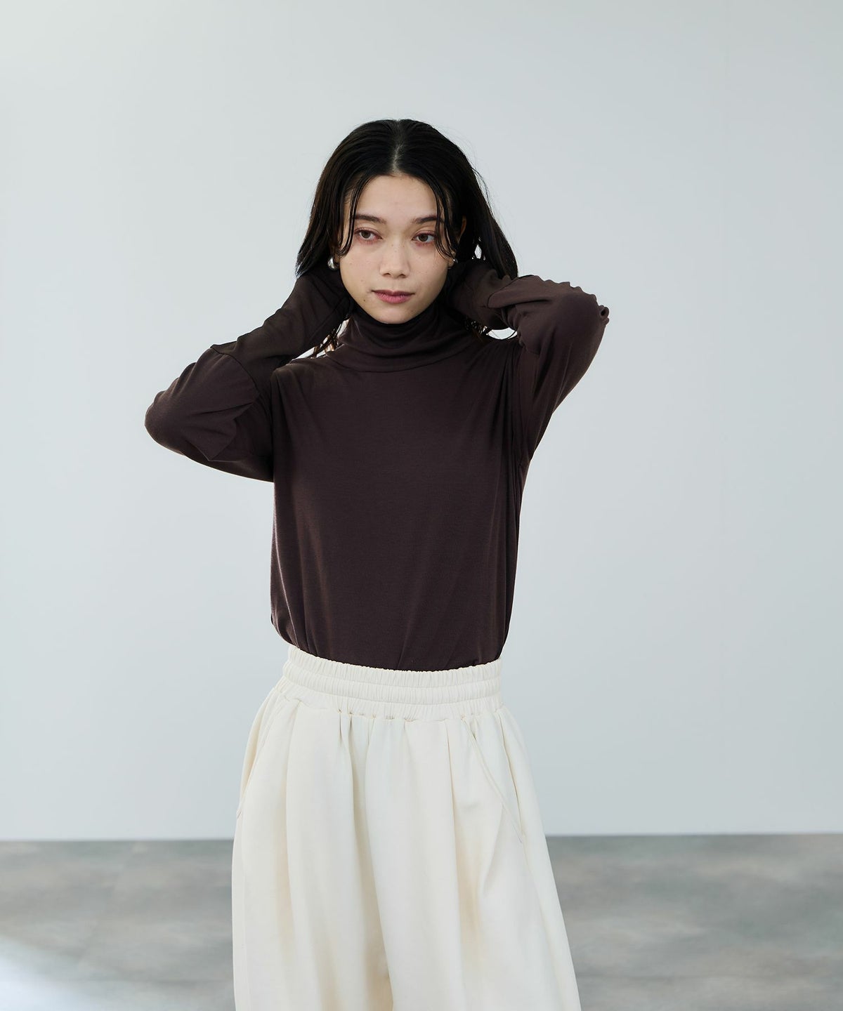 milli de l'air セミシアーカフハイネックカットソー レディース メール便 対応商品