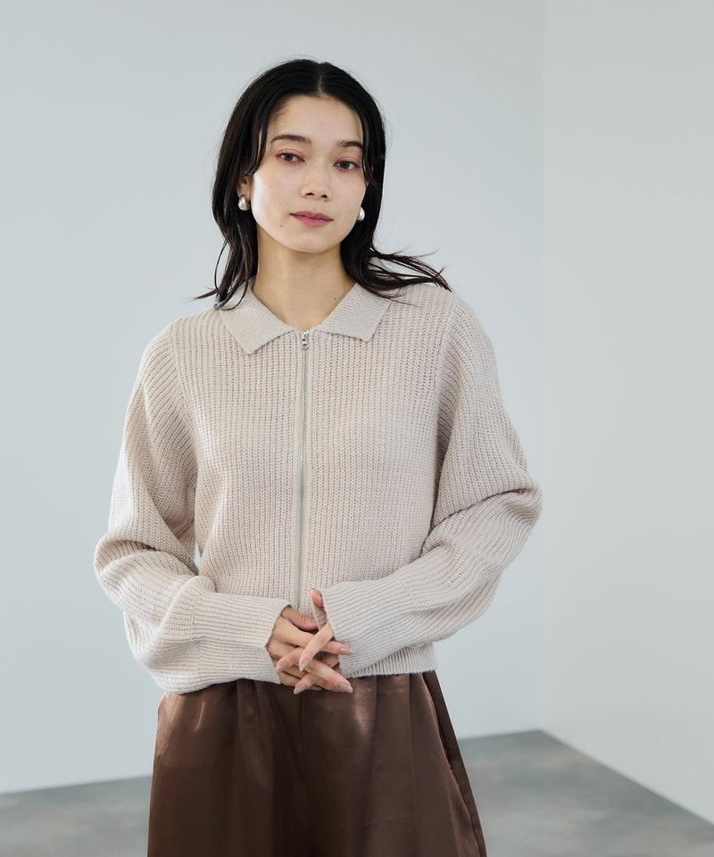 [期間限定knit]milli de l'air  モヘヤタッチジップニット レディース商品画像-2