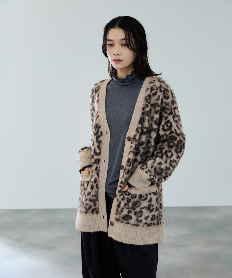 [期間限定knit]milli de l'air  シャギーレオパードカーディガン レディース商品画像-6