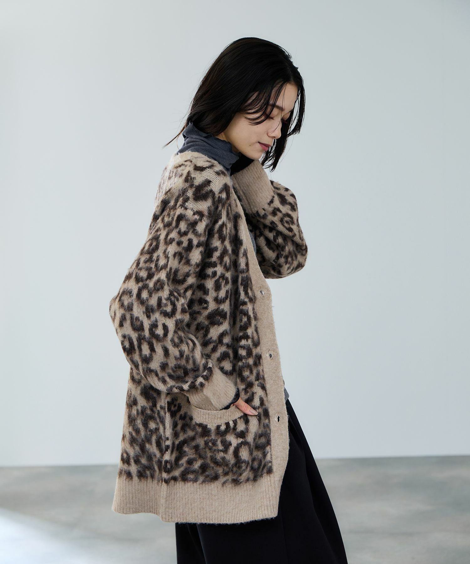 milli de l'air シャギーレオパードカーディガン レディース