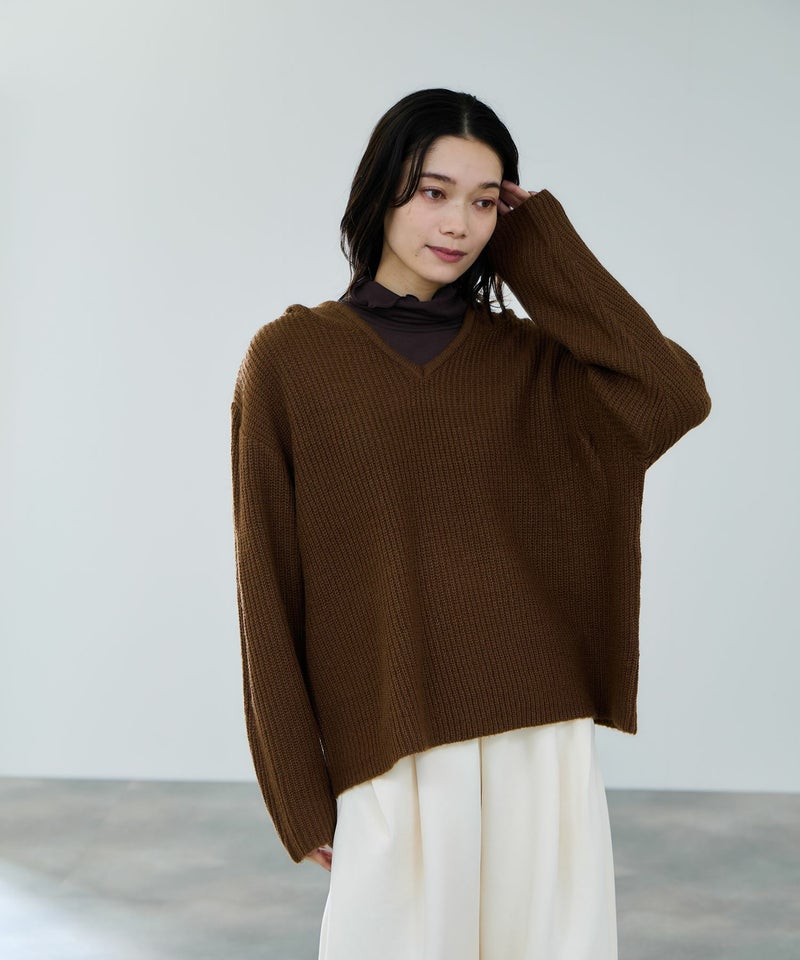 [期間限定knit]milli de l'air  モヘヤタッチ片畦フーディニット レディース商品画像-4