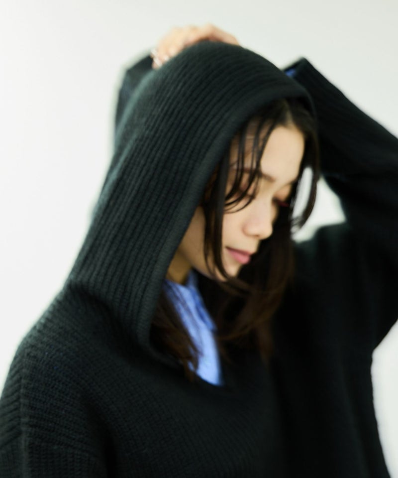 [期間限定knit]milli de l'air  モヘヤタッチ片畦フーディニット レディース商品画像-6