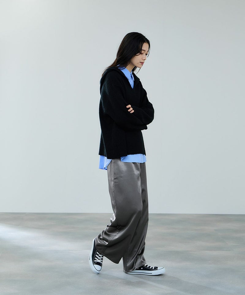 [期間限定knit]milli de l'air  モヘヤタッチ片畦フーディニット レディース商品画像-8