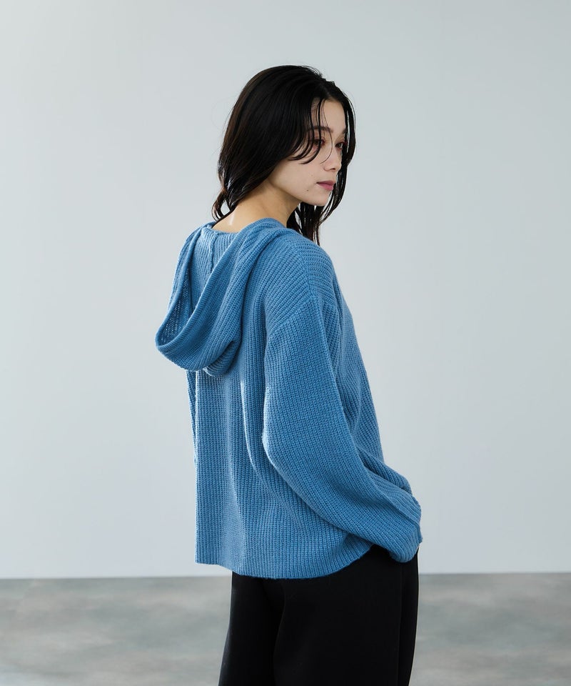 milli de l'air モヘヤタッチ片畦フーディニット レディース商品画像-10