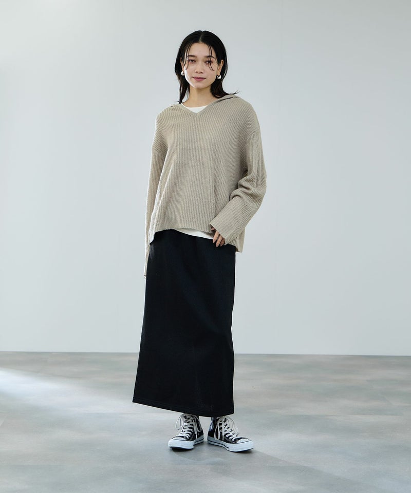 [期間限定knit]milli de l'air  モヘヤタッチ片畦フーディニット レディース商品画像-17