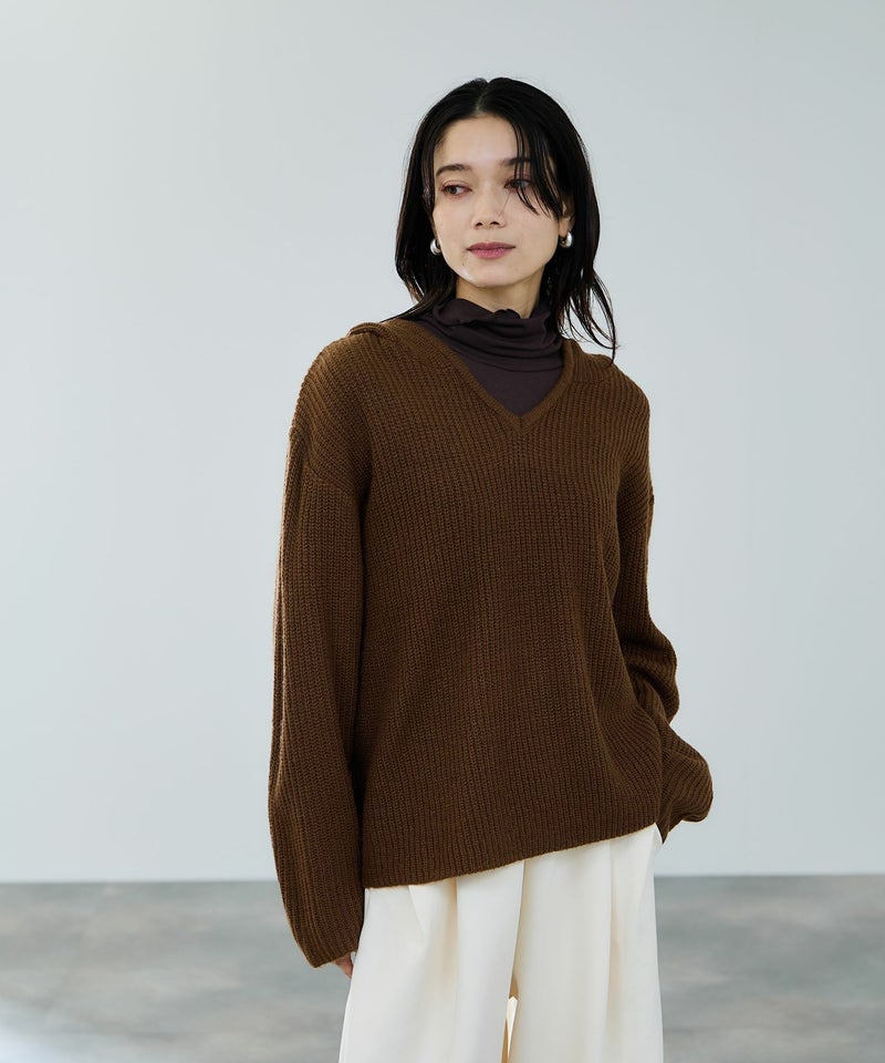 milli de l'air モヘヤタッチ片畦フーディニット レディース商品画像-19