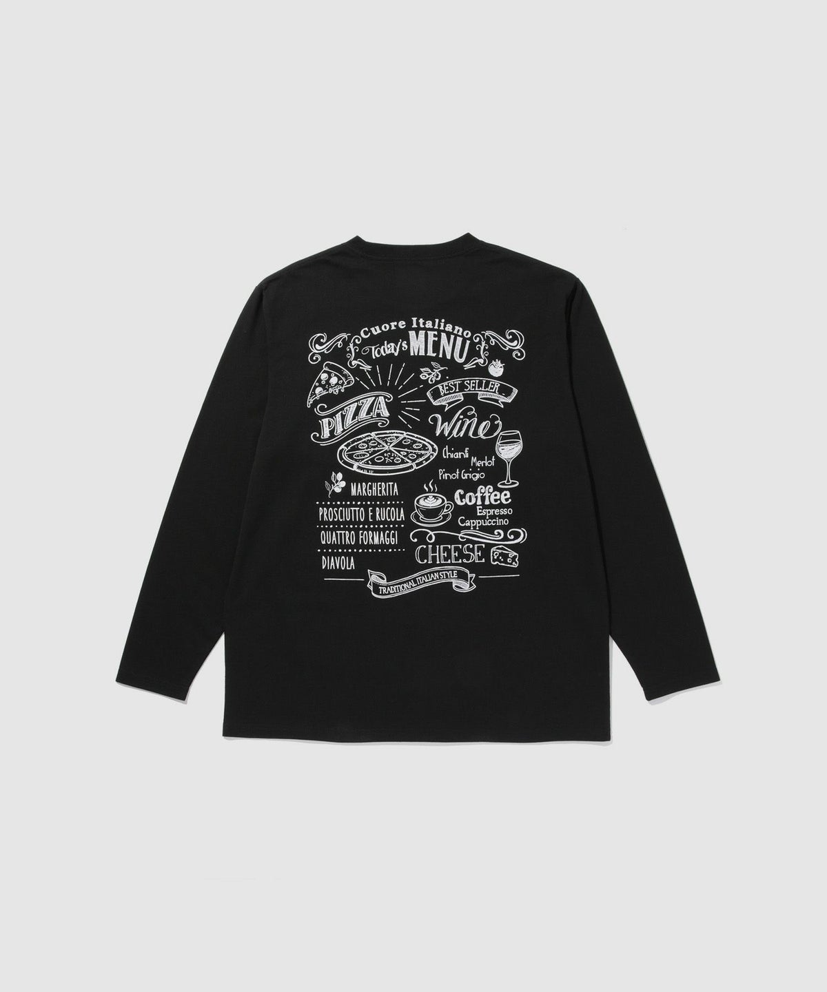 T-GRAPHICS フードメニュー長袖Tシャツ メンズ