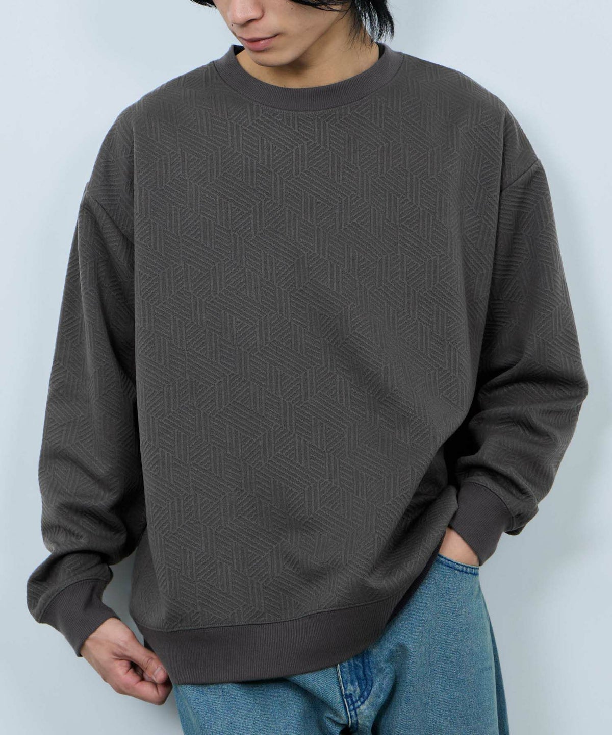 URBAN COLLECTION ふくれジャガード クルーネックスウェット メンズ