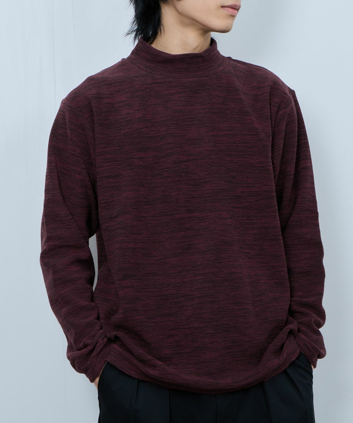 FIRST DOWN カチオンフリース モックネック長袖Tシャツ メンズ