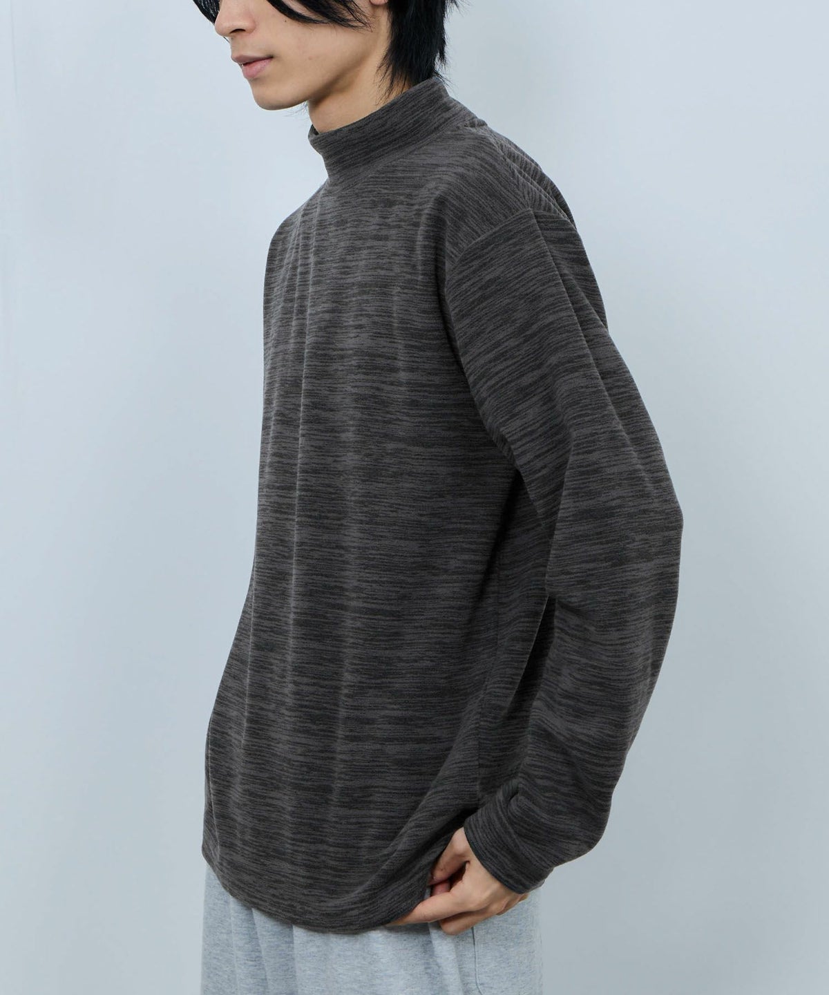 FIRST DOWN カチオンフリース モックネック長袖Tシャツ メンズ