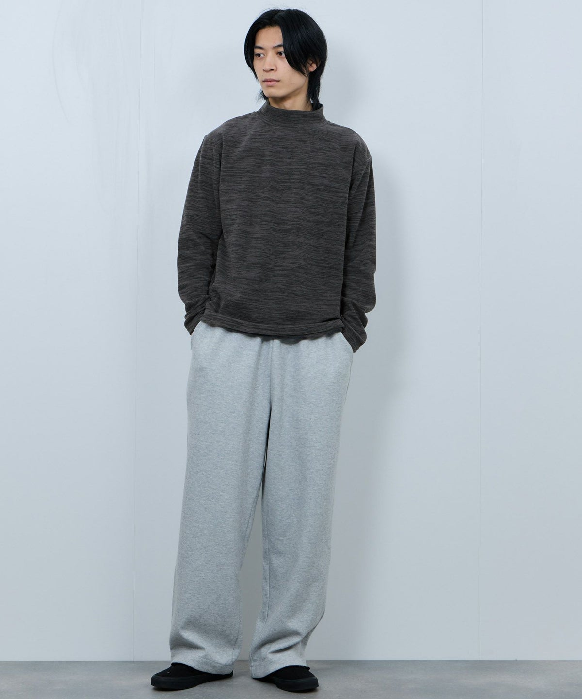 FIRST DOWN カチオンフリース モックネック長袖Tシャツ メンズ